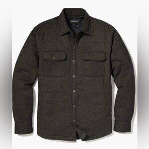 BONOBOS Filled Flannel Shacket In Olive Twill Dobby